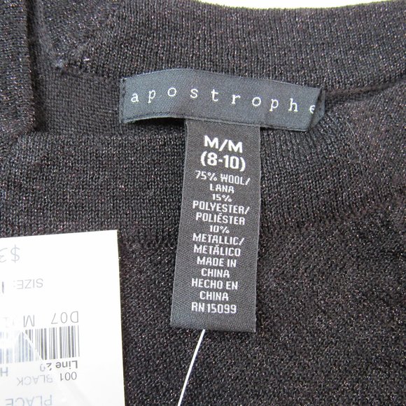 Apostrophe Knit Sweater Blouse Top Metallic Shimmer Size M(8-10) - Picture 3 of 7